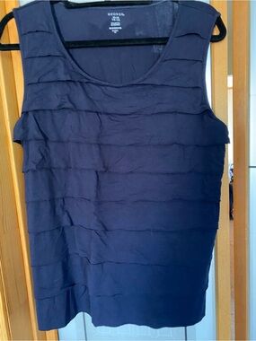 George Navy Ruffle Layer Sleeveless Tank